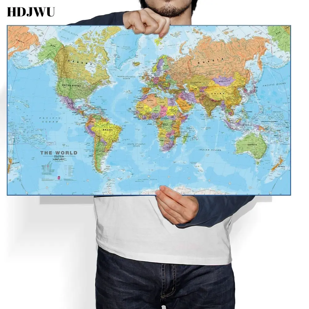 Цифровое художественное изображение карты мира Настенная картина печать