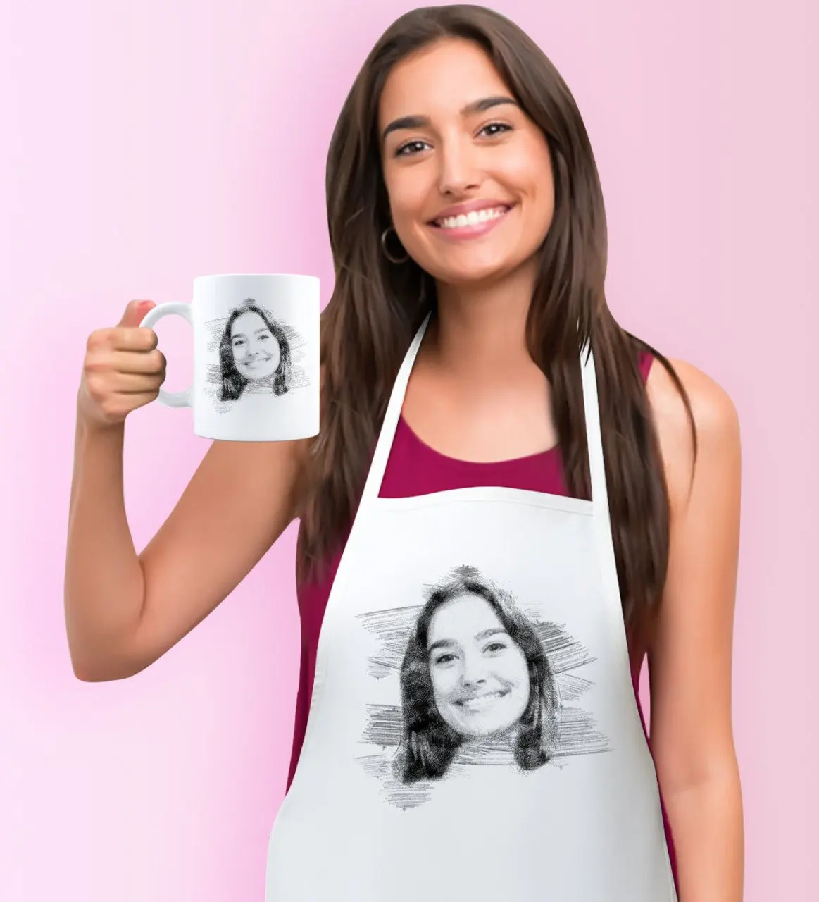 

Personalized Special Charcoal Kitchen Apron Mug Set