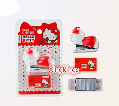 1 х Hello kitty Детские Канцелярские принадлежности мультфильм Мини милый портативный степлер набор