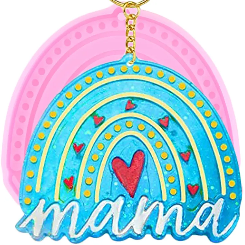 Супер Глянцевая смолы I Love Mama силиконовая форма буквы Радуга подвеска брелок