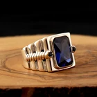 Турецкий Стиль 925 стерлингового серебра натуральный камень кольцо для мужчин Циркон оникс Aqeq камней ювелирные изделия Подарочный винтажный аксессуар