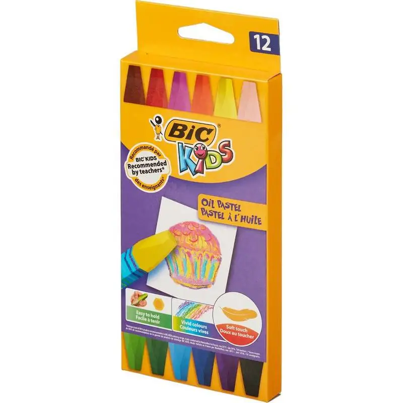 Мелки восковые Bic Kids трехгранные 12 цветов на масляной основе 926446 488287 - купить по