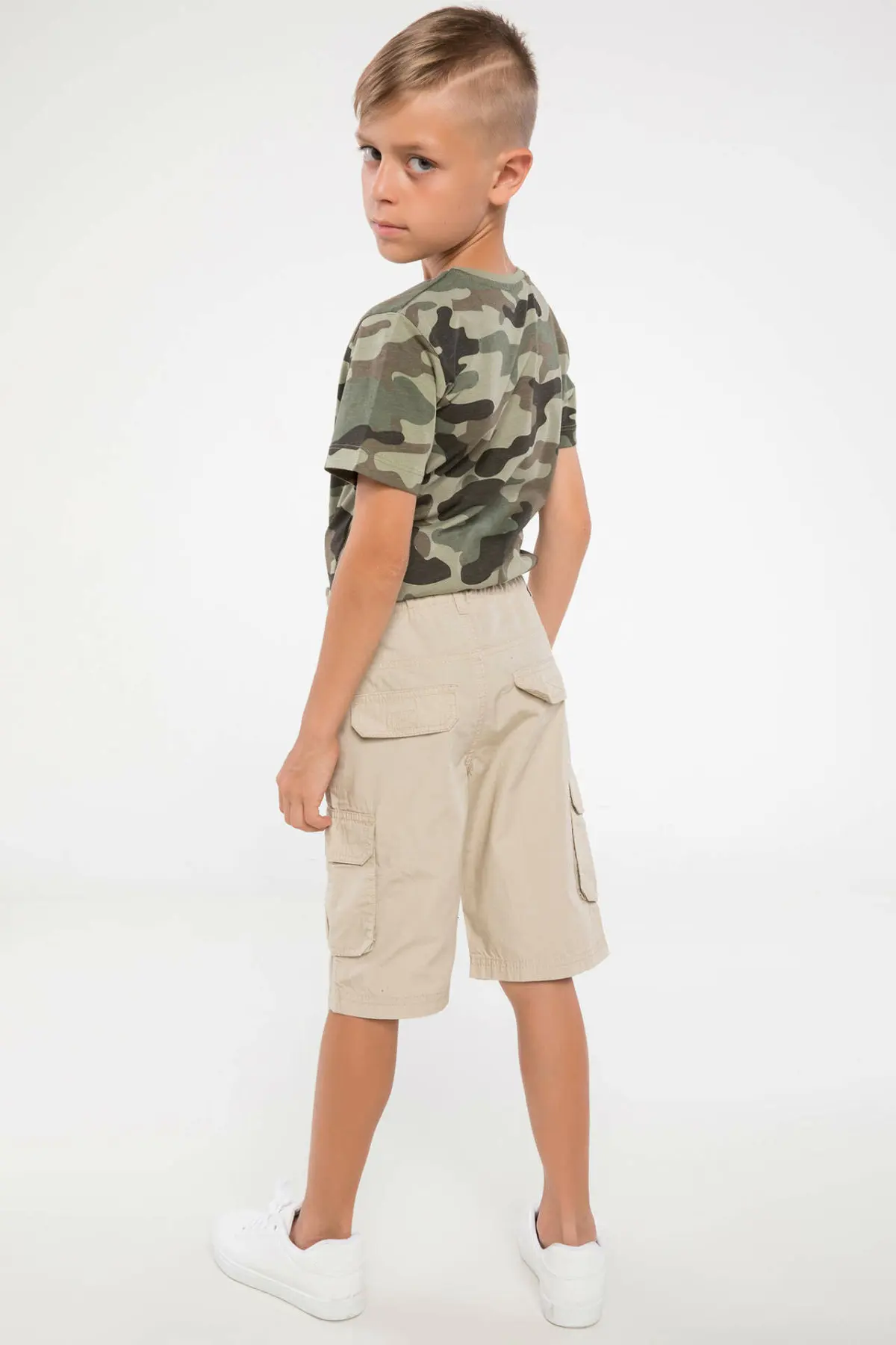 DeFacto Summer Boy Fashion Shorts Kids Casual Solid Color Loose Short Pants Boys High Quality Bottoms Blue Khaki - G8394A4Z17SM |