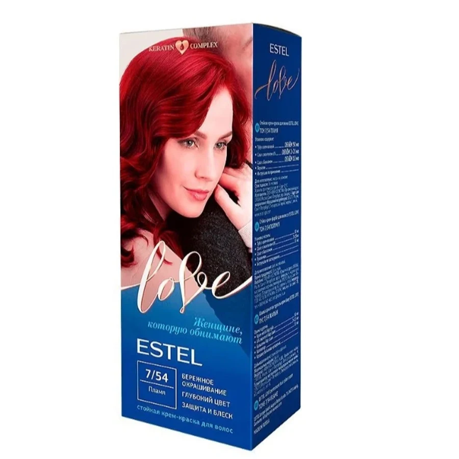 Estel Love Крем-краска стойкая для волос (50/2х25/15+перч), тон 7/54 пламя