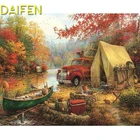 5D алмазная живопись сделай сам, вышивка крестиком, олень, кот, полная круглая Алмазная вышивка, кленовое озеро, полная квадратная Алмазная мозаика, палатка, автомобиль, лодка