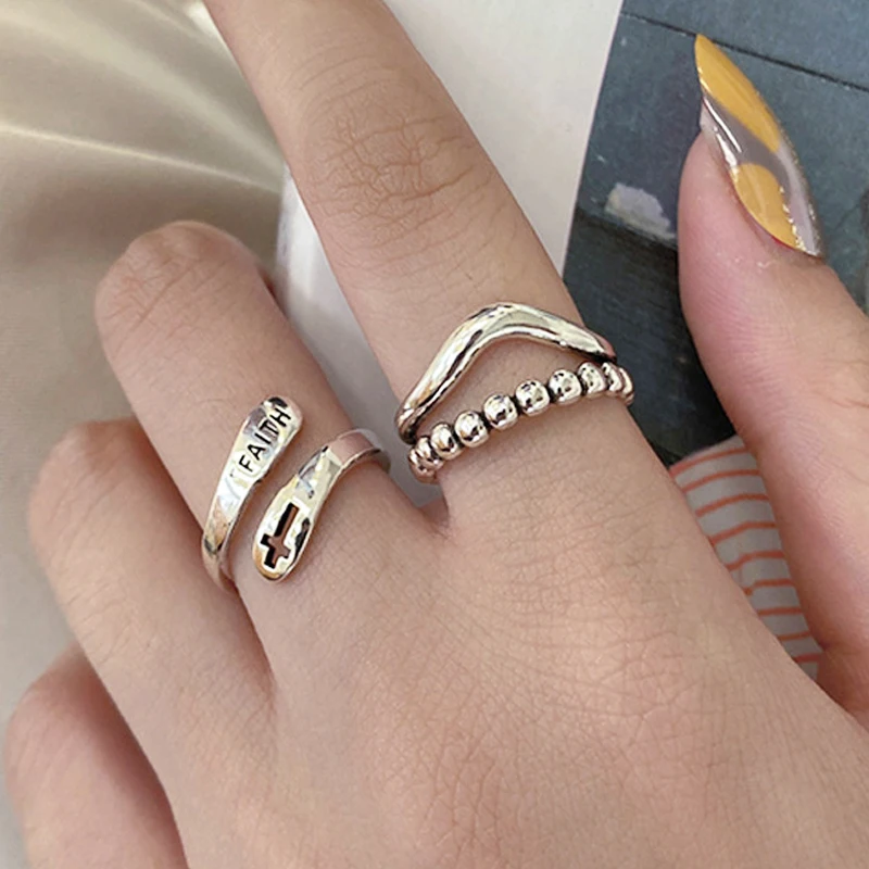 

Open Adjustable Ring for Women Vintage Silver Color Rings for Female Jewelry Accessories For Girl Party Gifts
