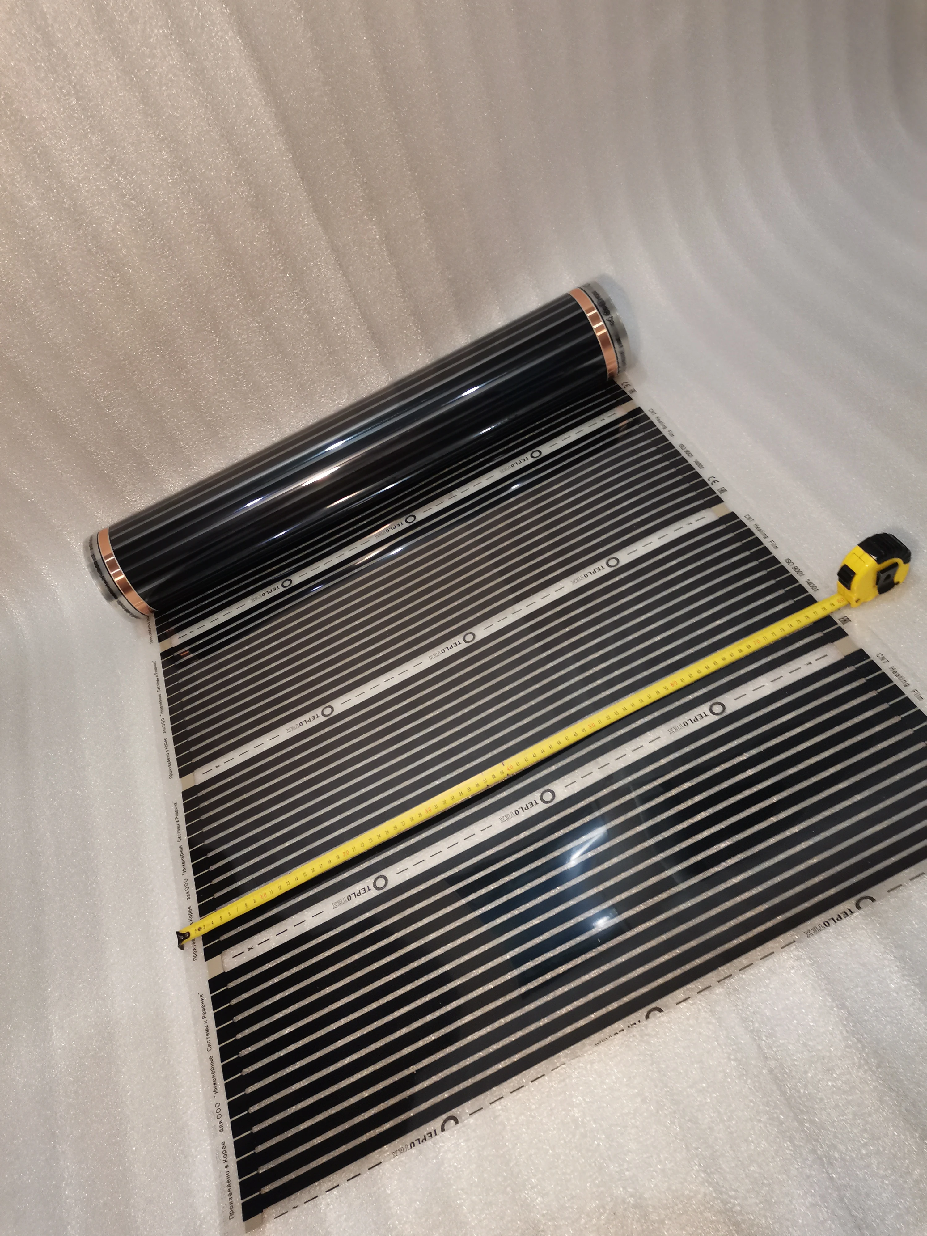 Теплый пол инфракрасный нагревательная пленка на отрез 80 см Южная Корея под