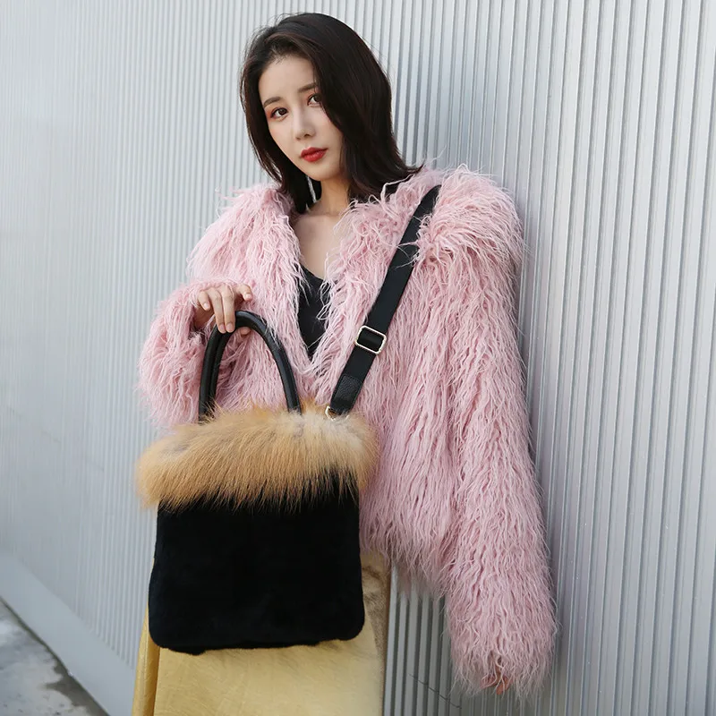 Ladies Real Fox Fur Handbags,Rex Rabbit Fur Handbags,Brand Party Shoulder Bags,Ladies Handbags,Luxury Designer Evening Handbags