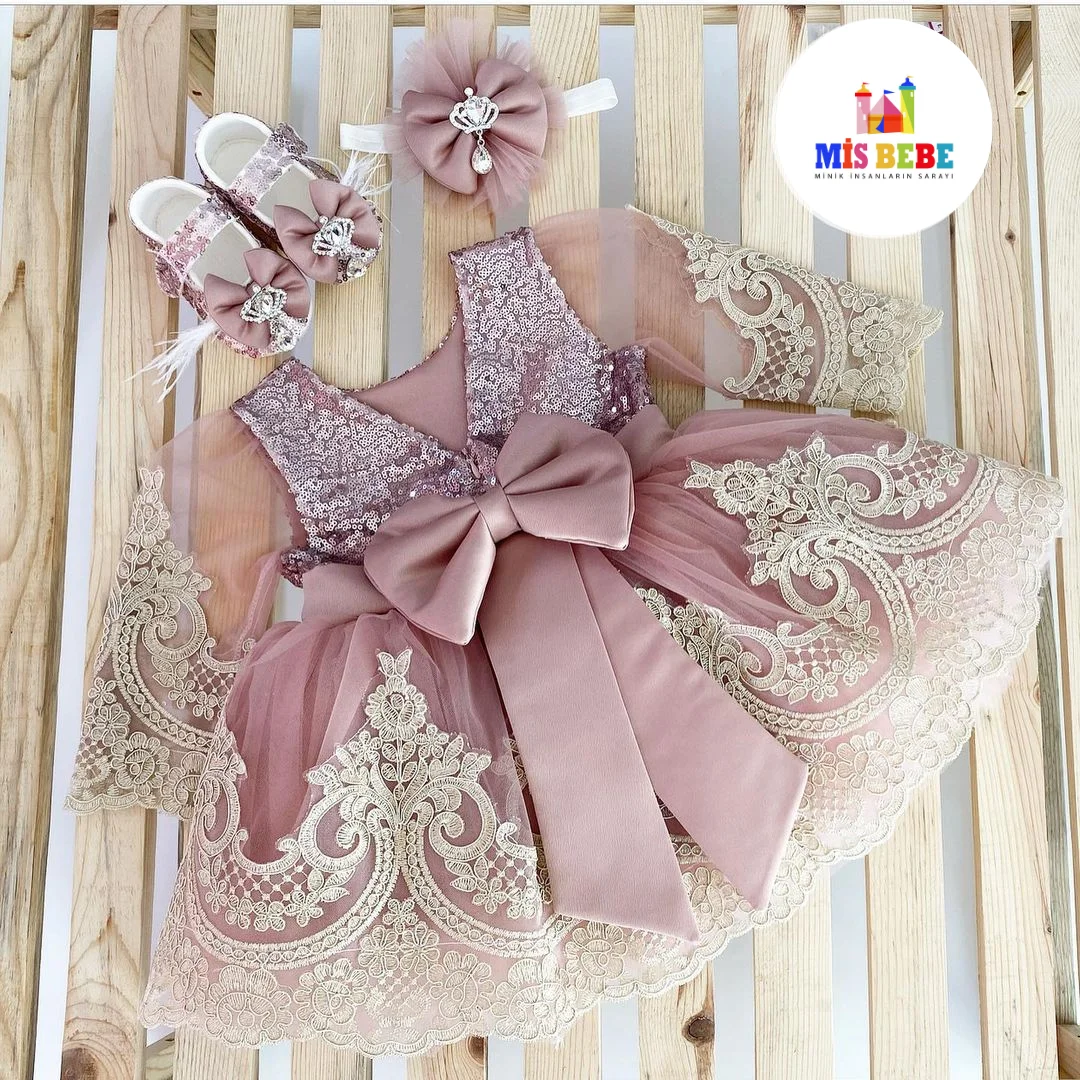 Toddler Girl Baby Clothing Dresses Baby 1 Year Birthday Christening Lace Girls Tulle Dress Kids Infant Party Cake Smash Outfit