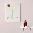 Абстрактная доска для серфинга, рисование линий, художественные принты, восход солнца, Пляжный Пейзаж, Картина на холсте, Постер в скандинавском стиле, Настенная картина, домашний декор