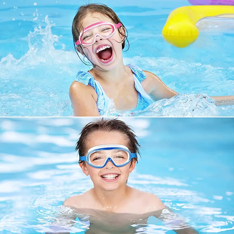 

MIMY Kids Swim Goggles for Age 3-15, Children Swimming Glasses with nose cover, No Leaking, Anti-Fog, Waterproof Snorkeling