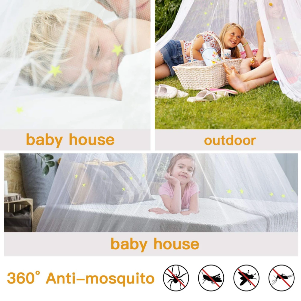 

Bed Net White Dome Star Glow Suit for All Bed, Effectively Prevent Mosquito Bites,100% Polyester Fiber