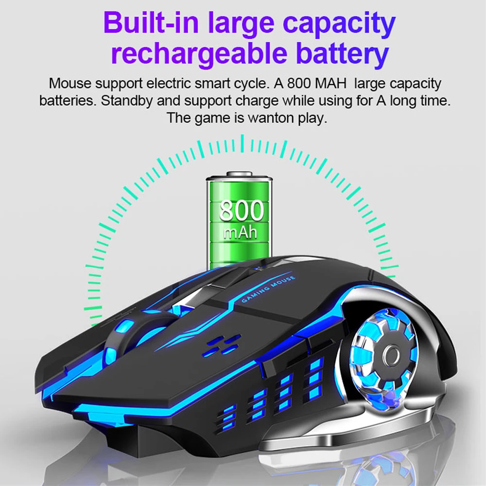 aula sc100 wireless silent gaming mouse rechargeable 1600 dpi 7 buttons ergonomic optical usb mute mouse for pc laptop desktop free global shipping