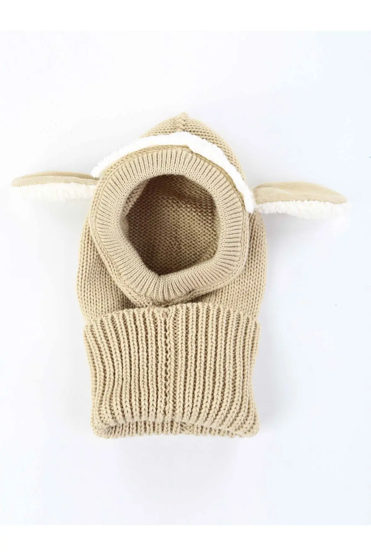 Açıkkahverengi girl boy scarf beret with lamb ears 1-7 old compatible cute pattern |