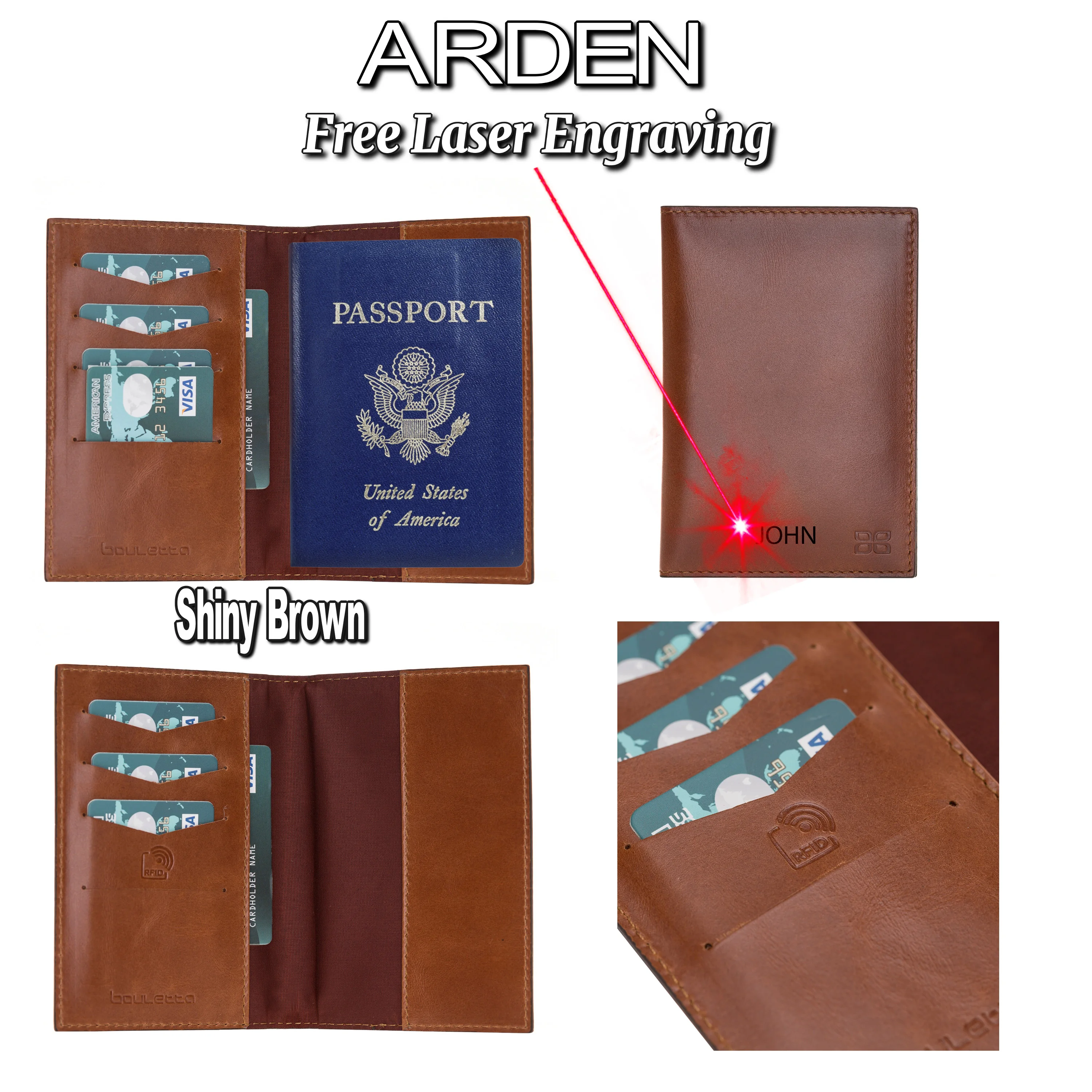 Genuine Leather Handmade Passport Holder Cover Case Credit Card Holder and Modern Collectible Book Type Wallet Slim Design RFID