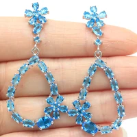 57x27mm stunning 8 6g green peridot swiss blue topaz ladies wedding silver earrings