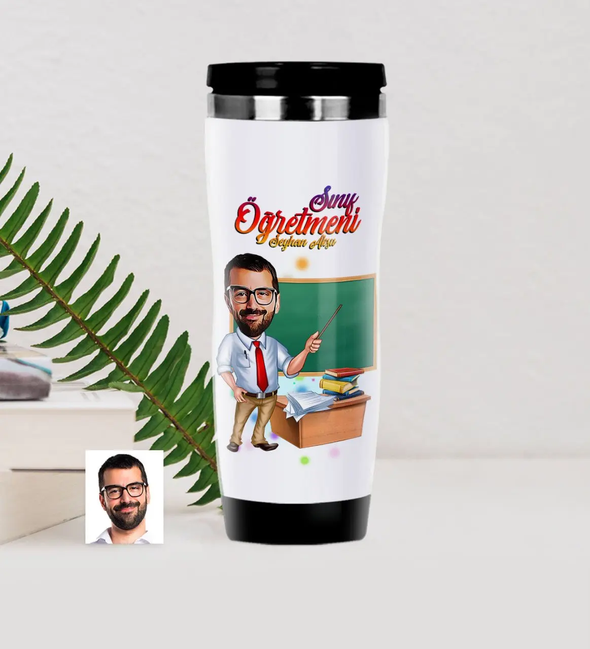 

Персонализированные Mr Teacher Caricature из стали термос чашка-1