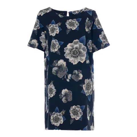 Women dress 2300465 mini printed pattern Cotton Fashion casual summer straight loose elegant plus size