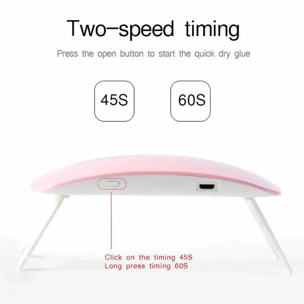 6W White Nail Dryer Machine UV LED Lamp Portable Micro USB Cable Home Use Gel Varnish 6 LEDS Art Tools | Красота и здоровье