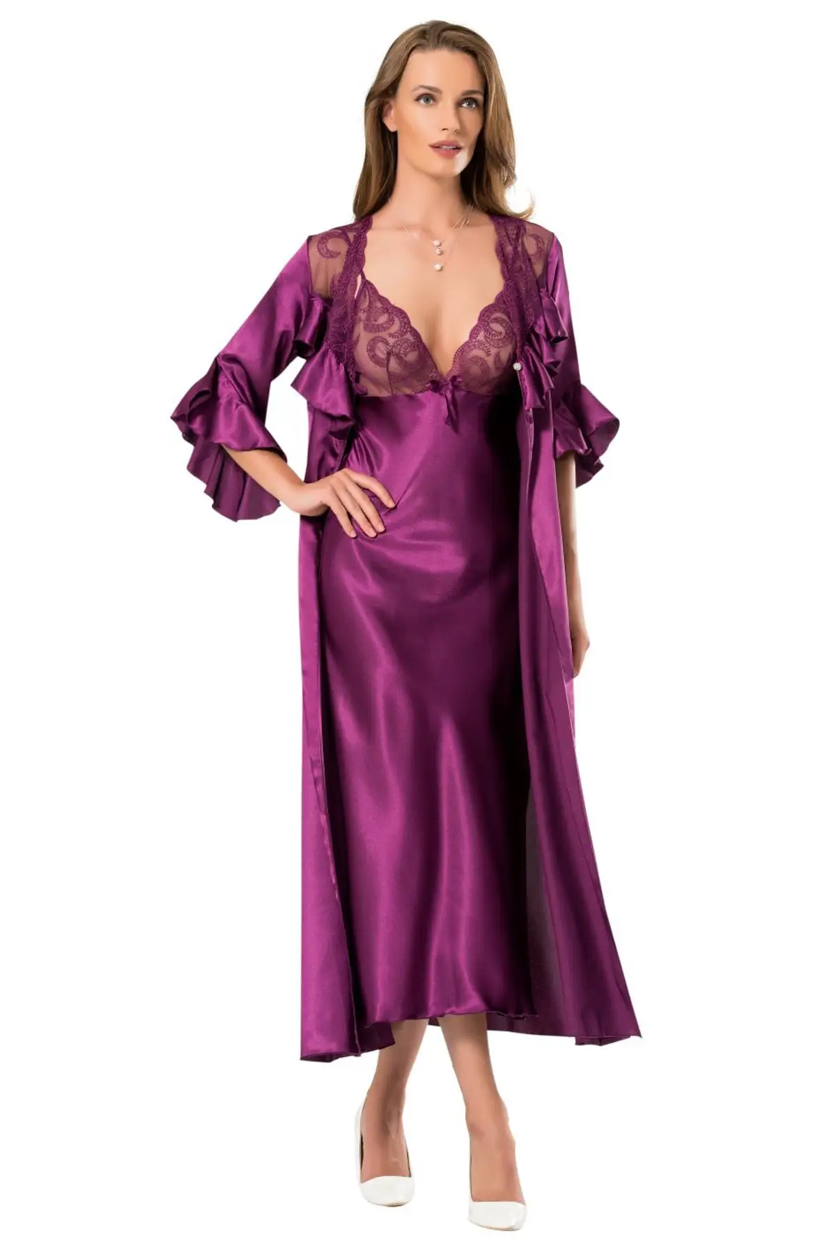 Женский Атласный Костюм Siyah Inci 2'li| |