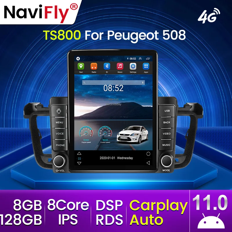 Android 11 Carplay 4G LTE WIFI Для Tesla Вертикальный Автомобильное Радио Видео Стерео Peugeot 508 508SW