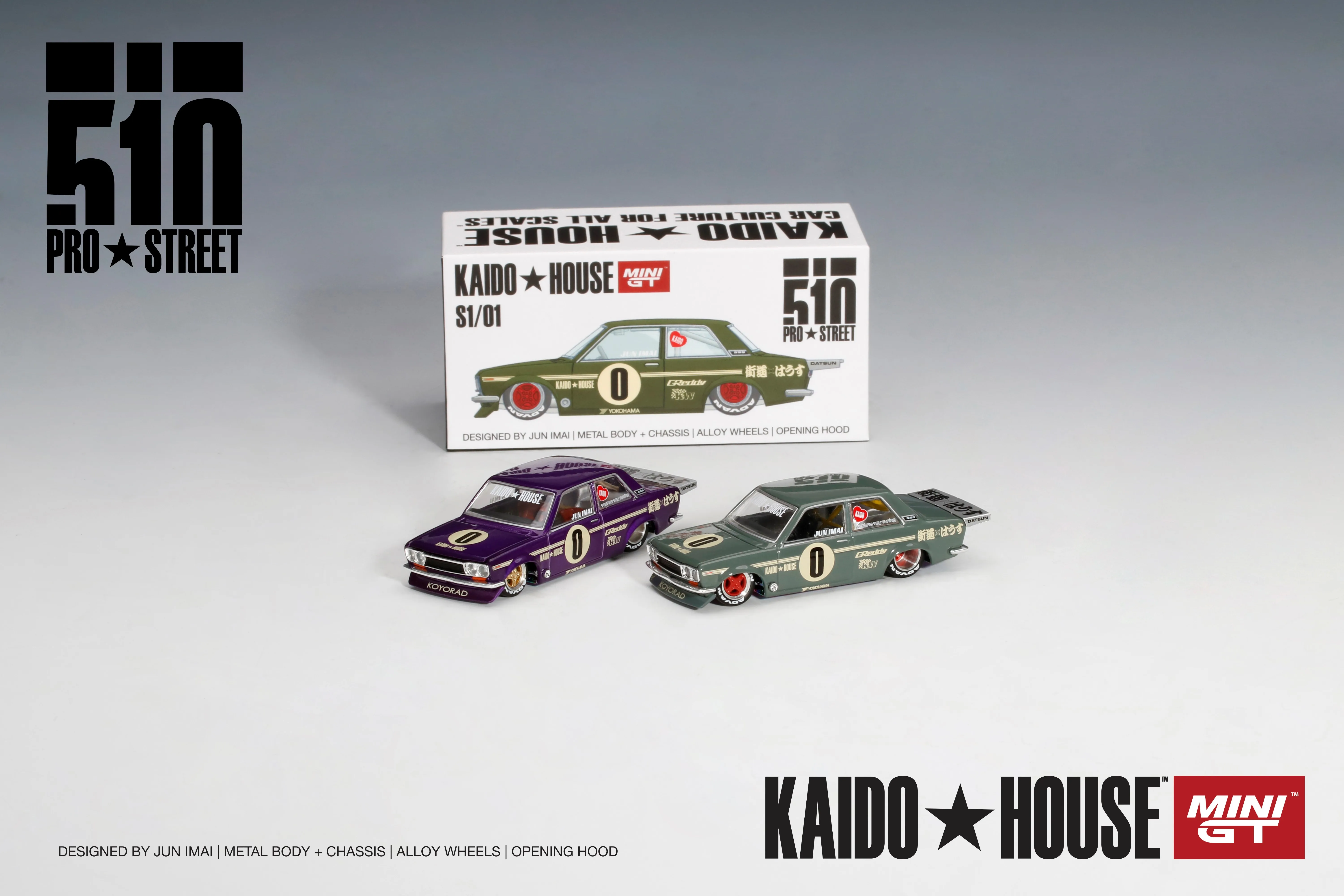 

KaidoHouse x MiniGT 1/64 Datsun 510 Pro Street OG