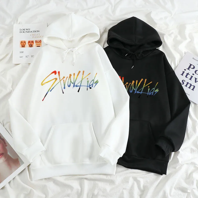 

KPOP Stray Kids LOGO Fleece Pullover Sweater Spring Autumn Casual Hoodie Felix Bang Chan Fans Collection