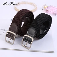 maikun all match woven belt for boys and girls without holes elastic belt casual jeans belt black