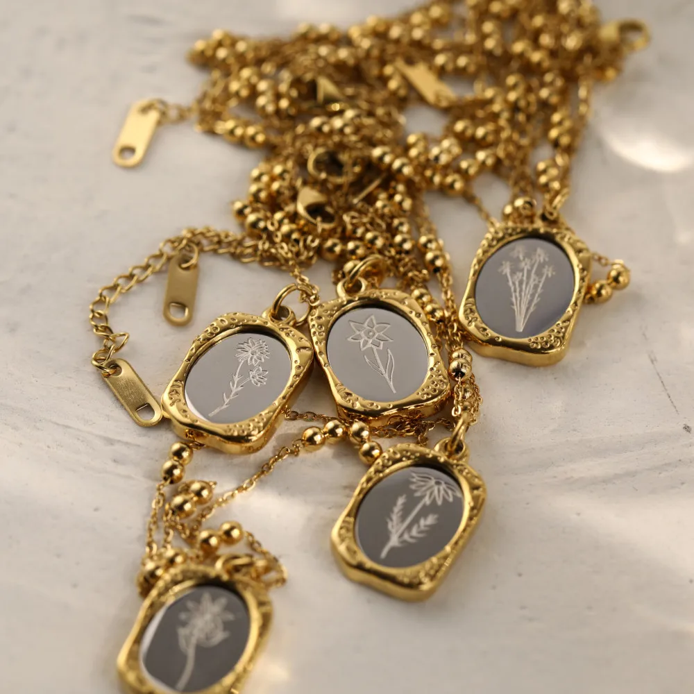 Романтическое винтажное женское ожерелье из нержавеющей стали с подвеской в