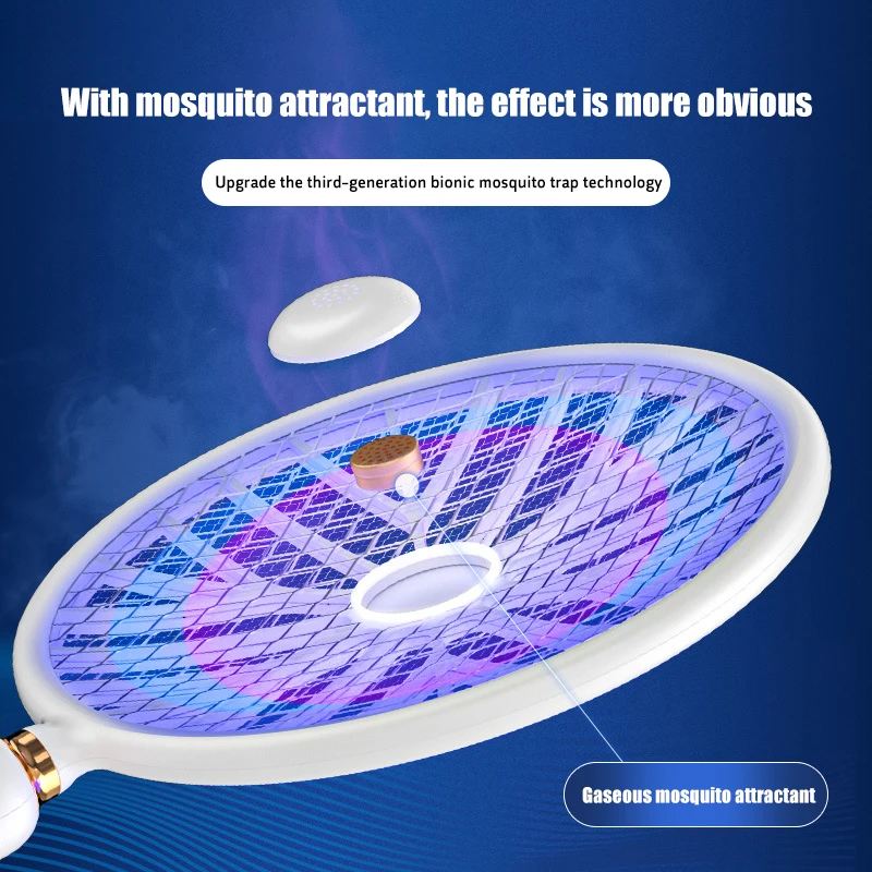 Matamosquitos el&eacute;ctrico inteligente 6 en 1, pantalla LED, 3000V, fuerte voltaje, mata insectos, inducci&oacute;n del cuerpo humano, sin radiaci&oacute;n, con ventilador-2