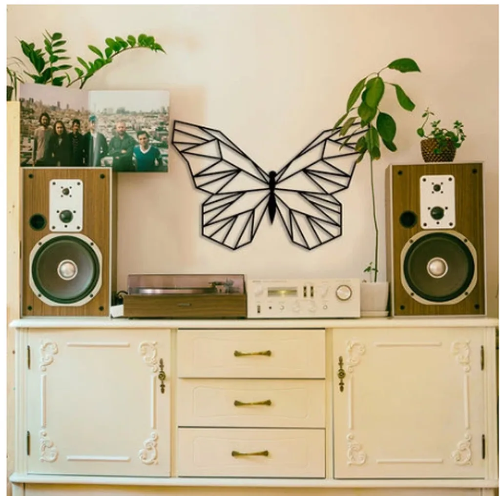 

Metal Wall Art Butterfly Black Color Modern Home Office New Creative Stylish Living Room Bedroom Kitchen Livre Decoration Luxe