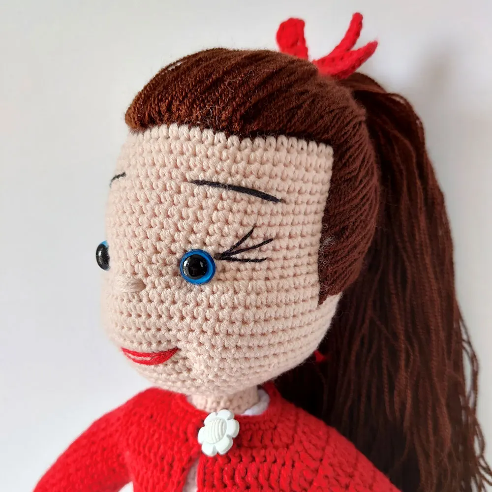 

Amigurumi Cherry Doll Sleep Toy Friend Hygienic Handmade Yarn Fiber Filler With Sleeve Bag