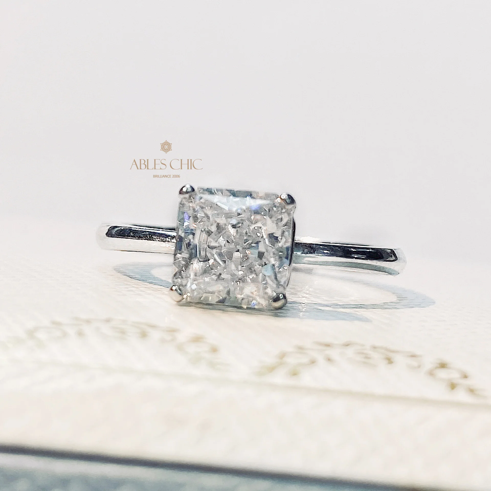 

Real 925 Silver 4 Prong Square Lab Diamond Solitaire Engagement Ring 5A Zircon Wedding Bridal Rings S2R1S2R1511
