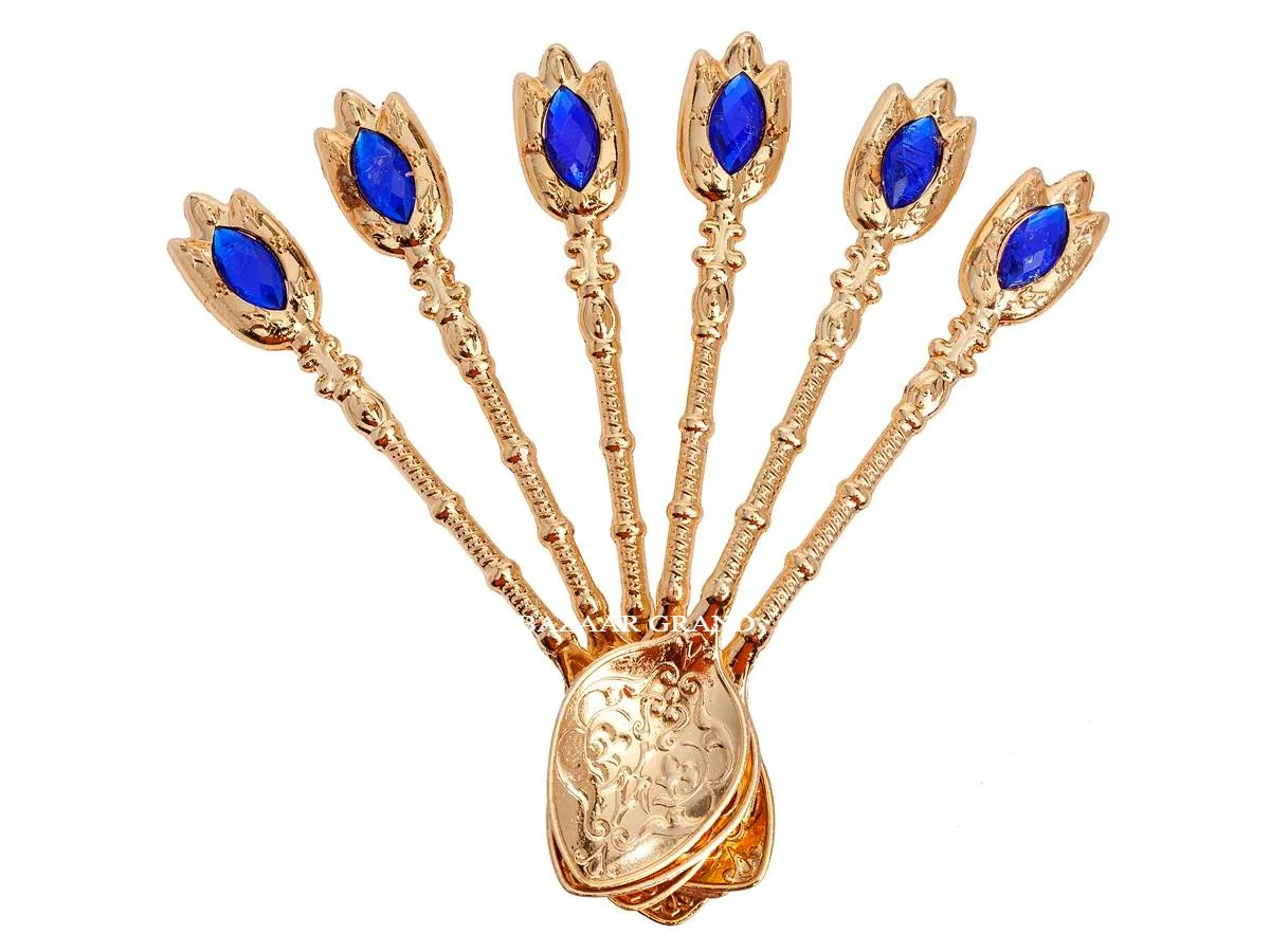 

QUALITY TEA SPOON (SIX PACK) LARGE STONE PATTERNED WEDDING GIFTS GREAT PRESENTATIONS WITH YOUR AWESOME DECOR