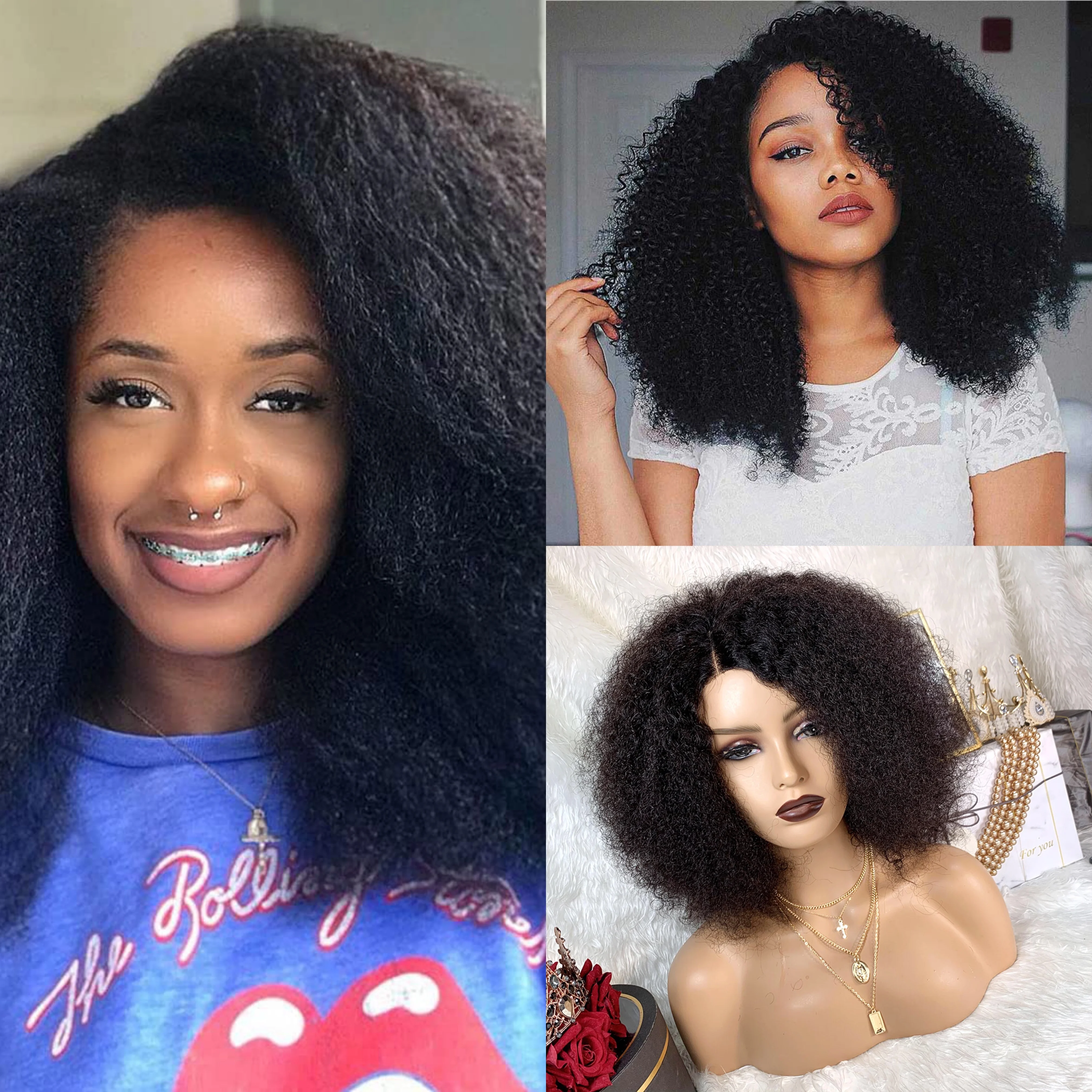 

Toocci Afro Kinky Curly Wig Heat Resistant Wig Black Kinky Curly Wig 4 X4 Lace Closure Wig Lace Front Human Hair Wigs For Women