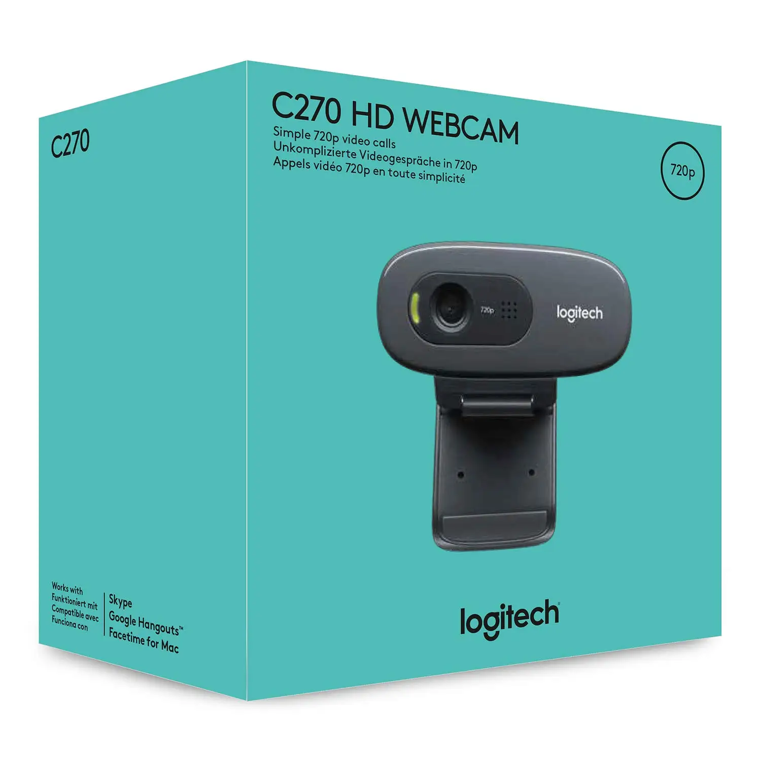Веб-камера Logitech C270 HD с разрешением 720p/30 кадров в секунду 3 мегапикселя встроенный