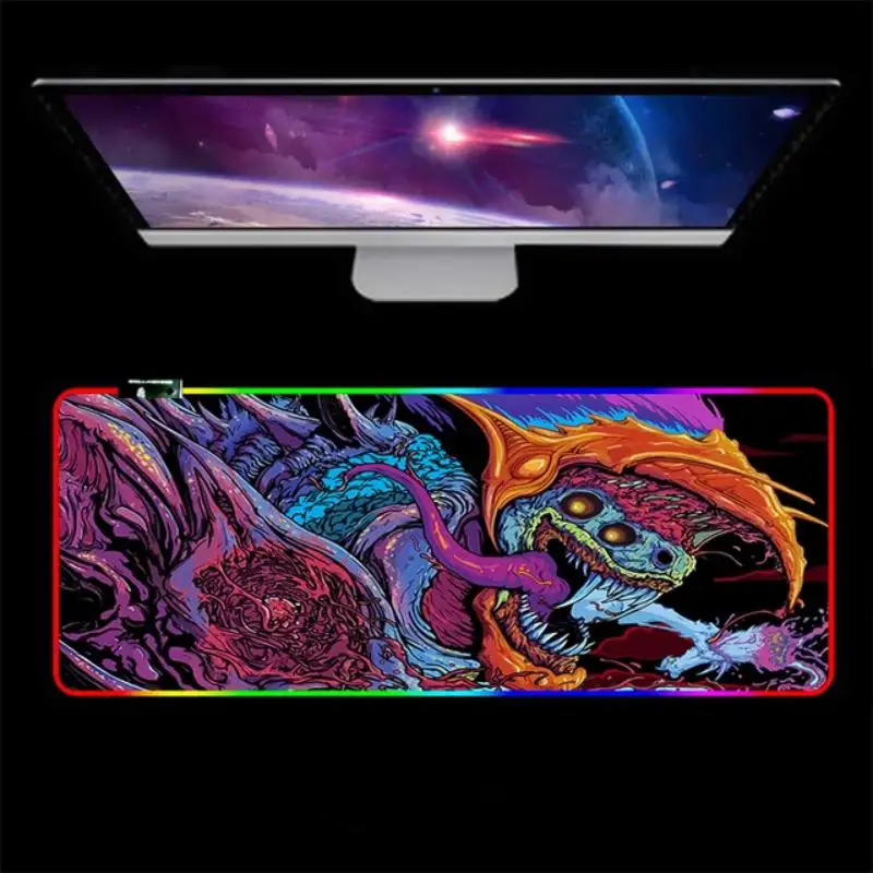 

RGB Hyper Beast Keyboard Mouse Pad Large mini pc desk mat Gamer speed CS GO Keyboard Computer tapis souris xxl 900x400 Mousepad