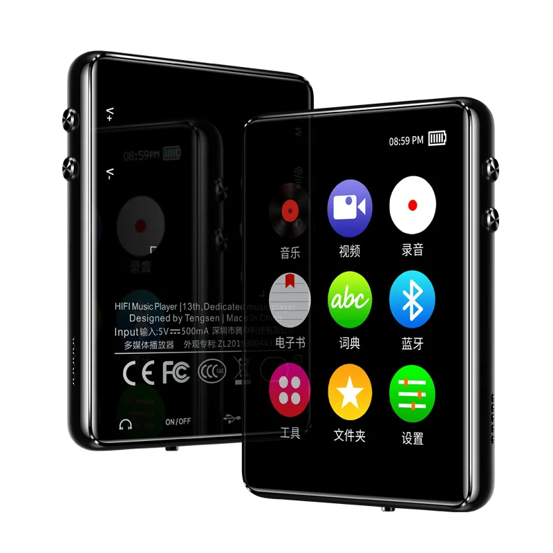 

Mp3-плеер с Bluetooth, портативный музыкальный плеер с Полноразмерным сенсорным экраном, поддерживает TF-карту с функцией чтения FM-радио