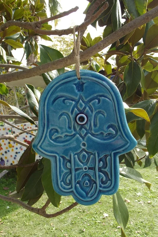 Handmade Ceramic Blue Hamsa Home Garden Balcony Tree Office Decoration Ornament Gift Products To Be | Дом и сад