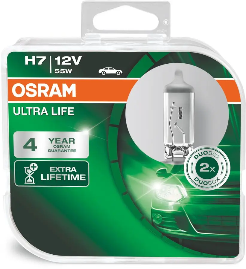Галогенная лампа H7 OSRAM Ultra Life (увеличенный срок службы) 12В 55Вт 3200K (уп.2шт.)
