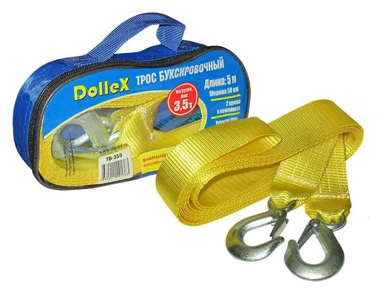 Трос буксировочный (3 5 т) (5 м) 2 крюка полиэстер в сумке|Буксировочные тросы| |