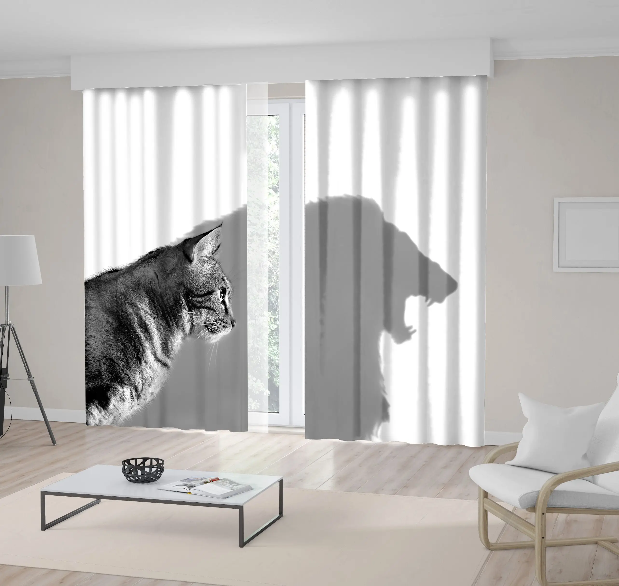 

Curtain The Lion Within House Cat Casting Lion's Shadow Confidence Bravery Theme Art Gray White