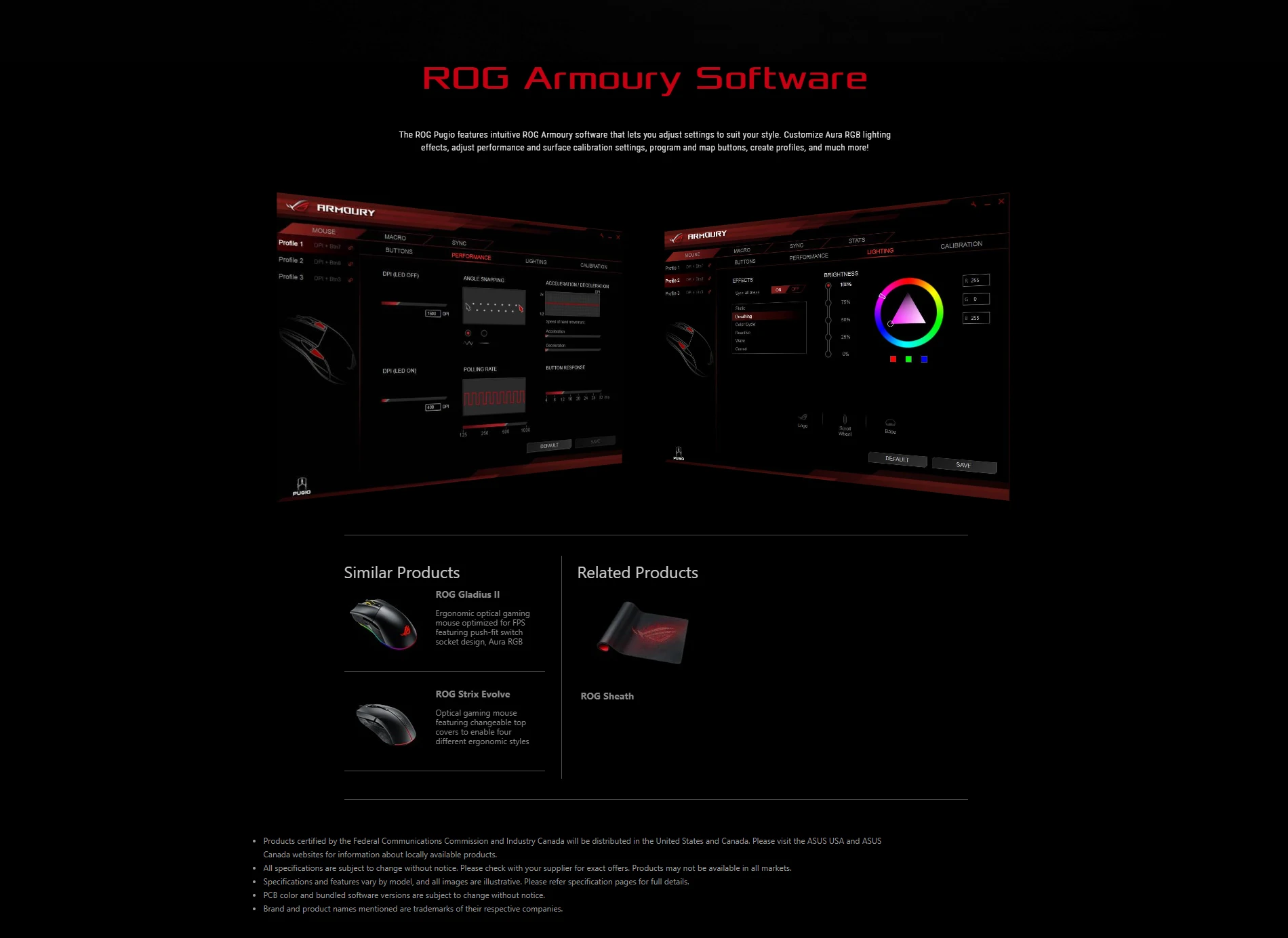 Проводная оптическая эргономичная игровая мышь ASUS ROG Pugio P503 Aura RGB USB