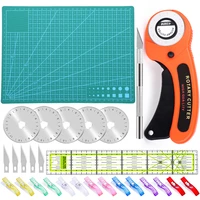 rotary cutter kit with cutting mat patchwork ruler carving knife and 5 blades sewing clips for quilting handmade sewing tools