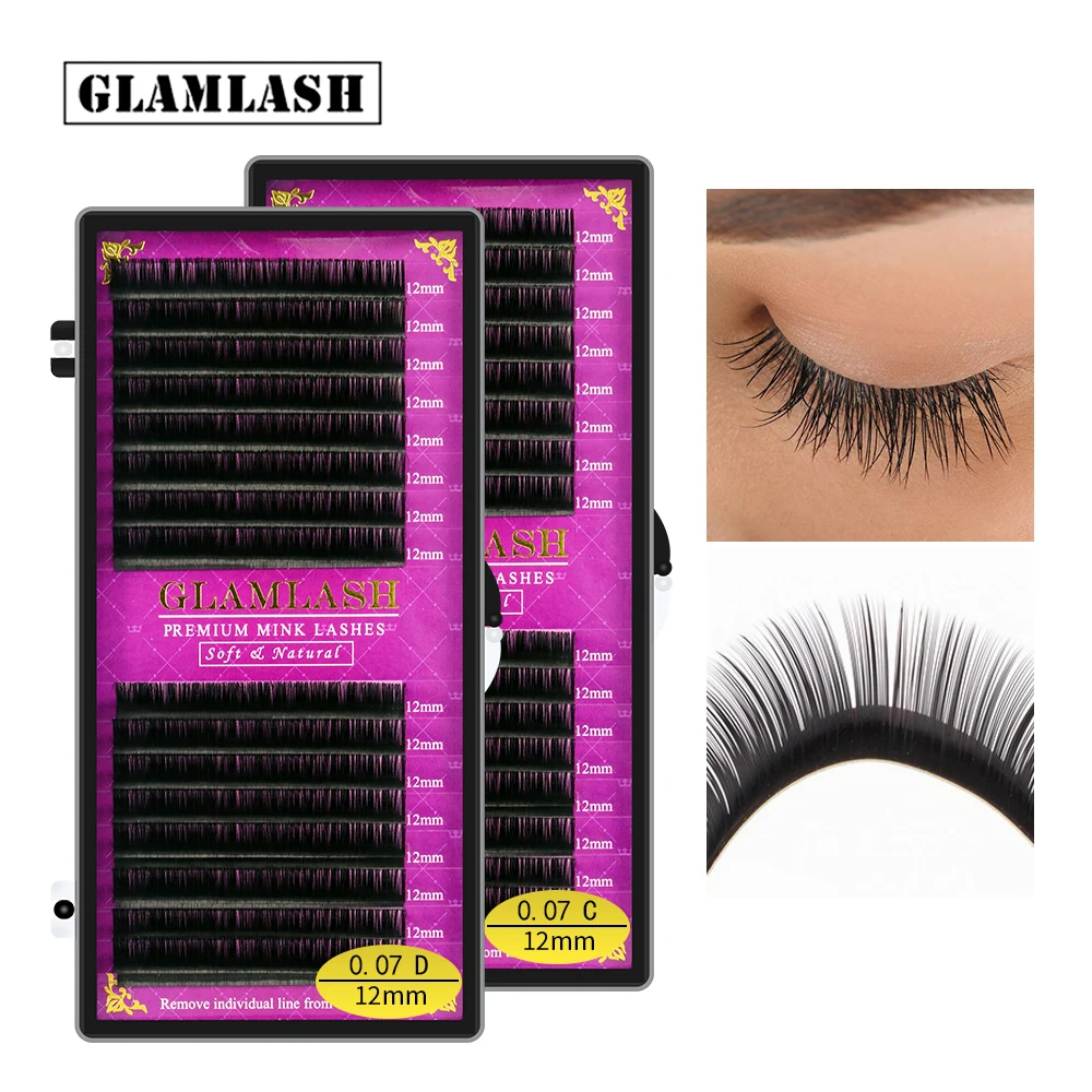 Высококачественные натуральные накладные ресницы GLAMLASH 16 рядов JBCD искусственная