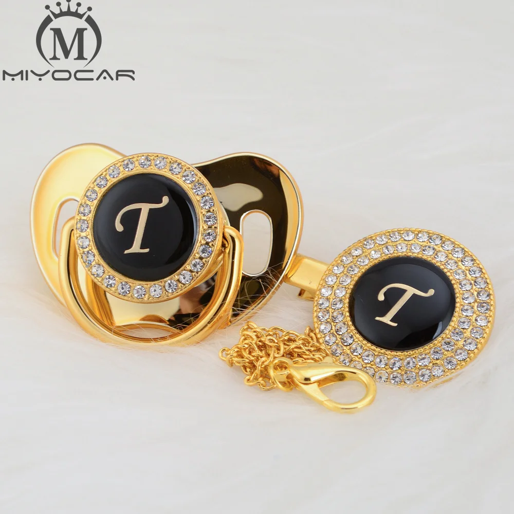 MIYOCAR имя инициалы буквы T элегантный Серебряный bling соска и пустышка Клип BPA бесплатно пустышка bling уникальный дизайн SGS пройти LT