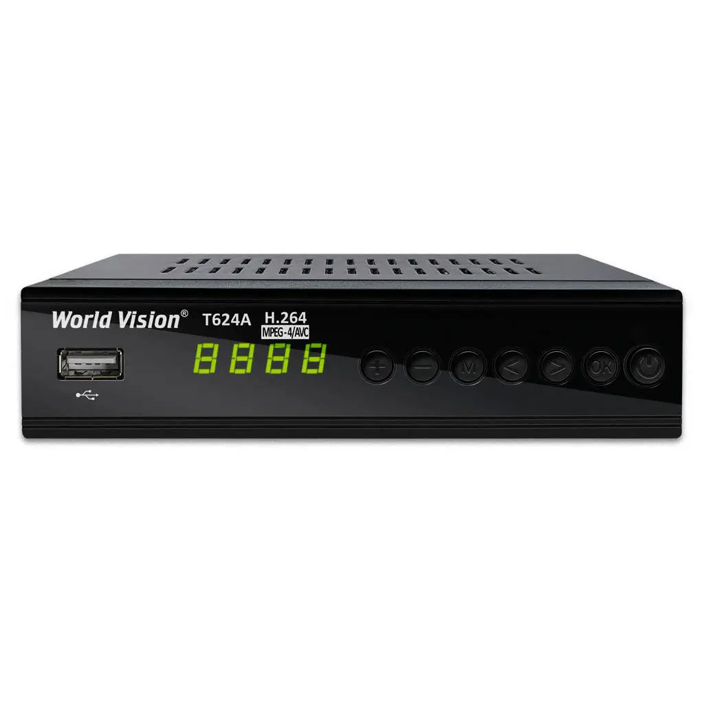 Ресивер цифровой World Vision T624A эфирный DVB-T DVB-T2 DVB-C метал HDMI HD IPTV USBx2 H.264 | Электроника