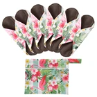 Менструальные прокладки, многоразовые моющиеся менструальные прокладки для мам, ткань с принтом древесного угля и бамбука, женская гигиеническая подкладка для трусиков, 4 шт., 7 шт. в 10 упаковках