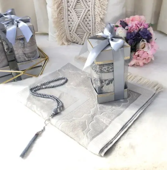 

Молитвенный коврик, Розария, подарочный набор, Исламский подарок серого, мусульманский хадиат