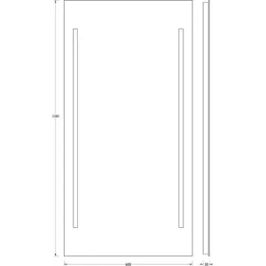 Зеркало Evoform Ledline 60х120 см с 2-мя встроенными LED- светильниками 18 W (BY 2124) |